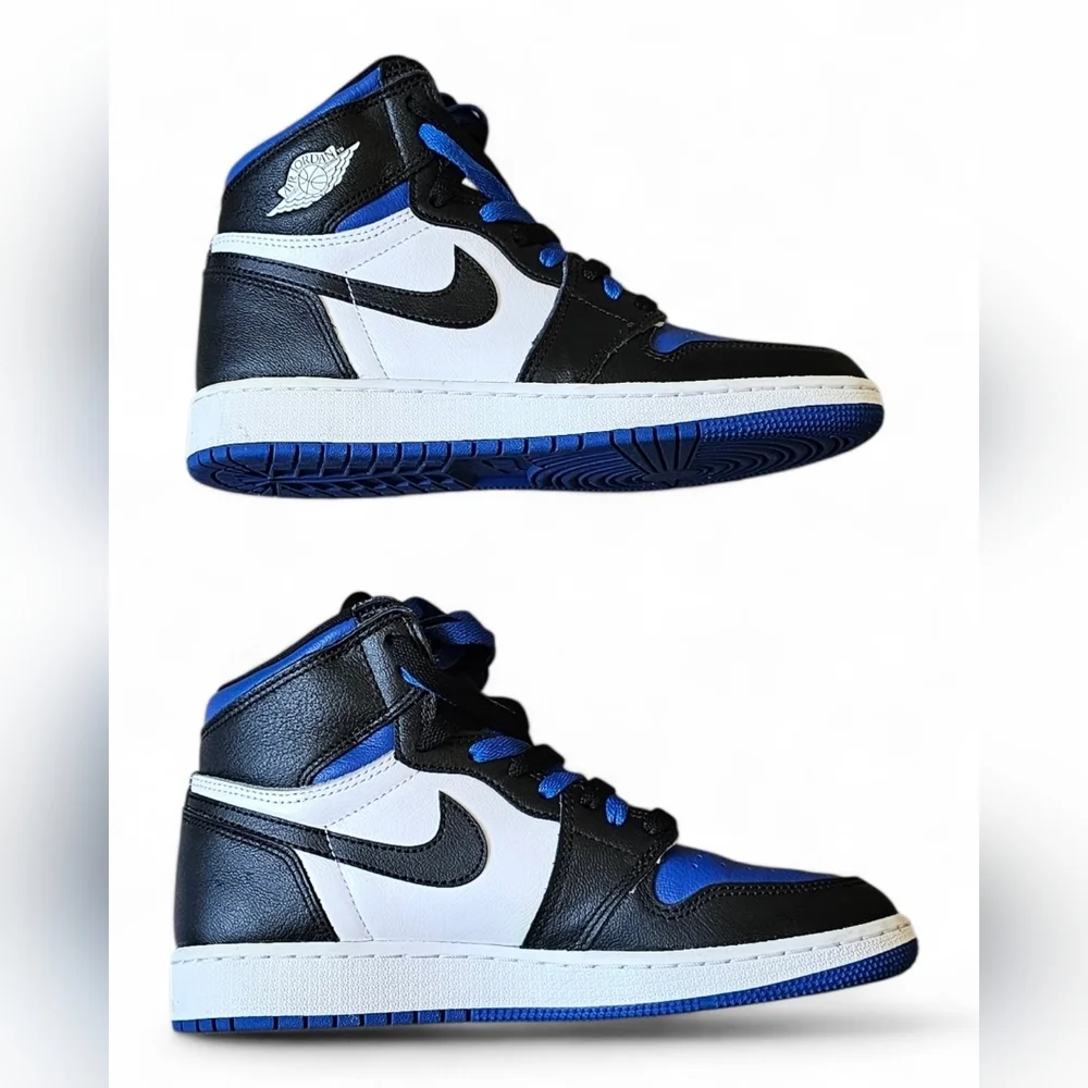 Air Jordan 1 Mid Royal Blue Black Youth Sneakers Size 5.5Y